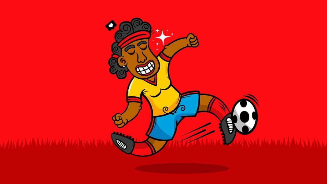 Fußballerin im Cartoon-Stil